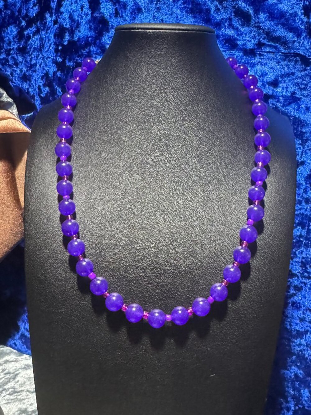 Amethyst 10 Mm Purple Jade Gemstone Tennis Necklace 20"+ With Magnetic Clasp